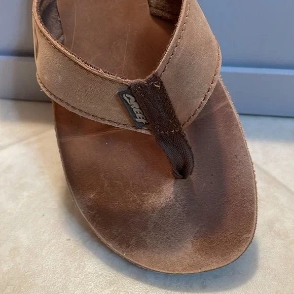 Reef leather smoothy flip flop men’s size 10 - Picture 2 of 11